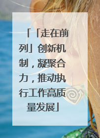 「走在前列」创新机制，凝聚合力，推动执行工作高质量发展