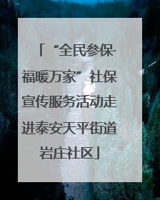 “全民参保·福暖万家”社保宣传服务活动走进泰安天平街道岩庄社区