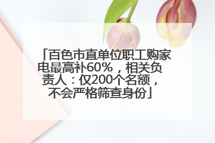 百色市直单位职工购家电最高补60％，相关负责人：仅200个名额，不会严格筛查身份