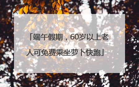 端午假期，60岁以上老人可免费乘坐萝卜快跑