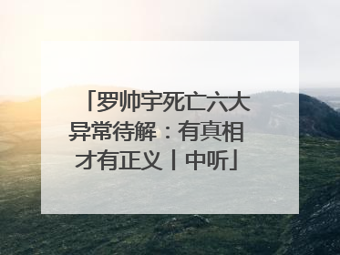 罗帅宇死亡六大异常待解：有真相才有正义丨中听
