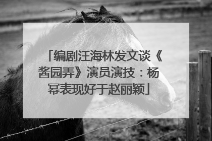 编剧汪海林发文谈《酱园弄》演员演技：杨幂表现好于赵丽颖