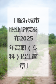 临沂城市职业学院发布2025年高职（专科）招生简章
