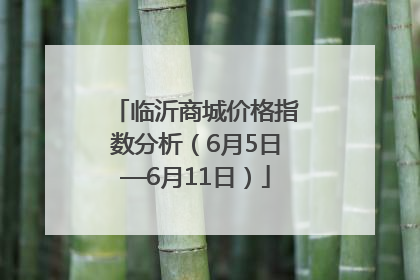 临沂商城价格指数分析（6月5日—6月11日）