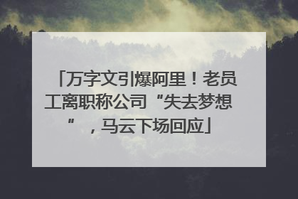 万字文引爆阿里！老员工离职称公司“失去梦想”，马云下场回应