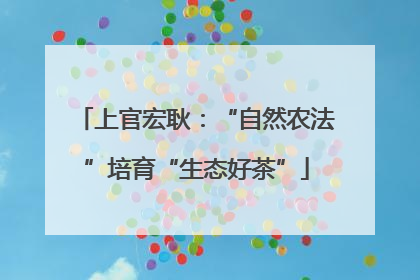上官宏耿：“自然农法”培育“生态好茶”