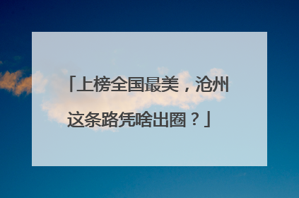 上榜全国最美，沧州这条路凭啥出圈？