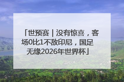 世预赛｜没有惊喜，客场0比1不敌印尼，国足无缘2026年世界杯