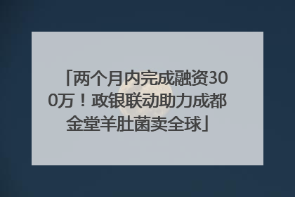 两个月内完成融资300万！政银联动助力成都金堂羊肚菌卖全球