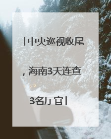 中央巡视收尾，海南3天连查3名厅官