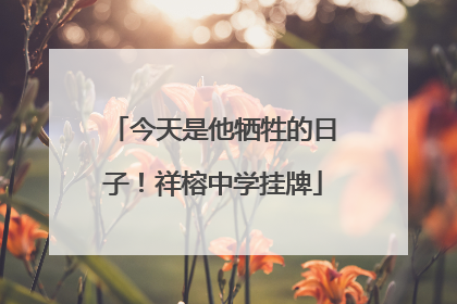 今天是他牺牲的日子！祥榕中学挂牌