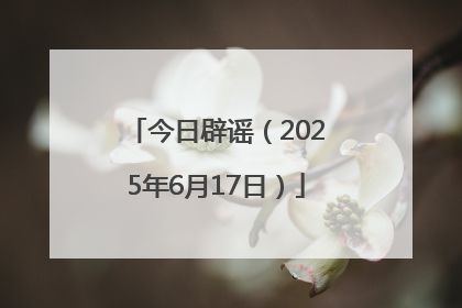 今日辟谣（2025年6月17日）