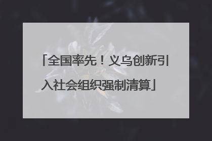 全国率先！义乌创新引入社会组织强制清算