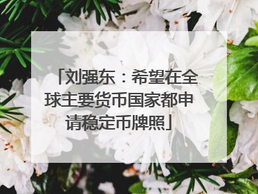 刘强东：希望在全球主要货币国家都申请稳定币牌照