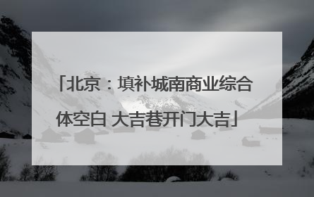 北京：填补城南商业综合体空白 大吉巷开门大吉