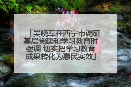 吴晓军在西宁市调研基层党建和学习教育时强调 切实把学习教育成果转化为惠民实效