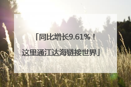 同比增长9.61%！这里通江达海链接世界