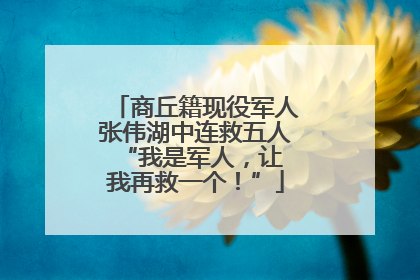 商丘籍现役军人张伟湖中连救五人 “我是军人，让我再救一个！”
