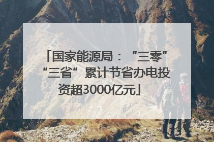 国家能源局：“三零”“三省”累计节省办电投资超3000亿元