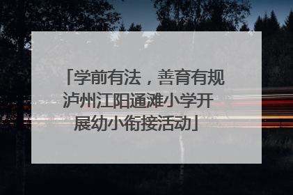 学前有法，善育有规 泸州江阳通滩小学开展幼小衔接活动
