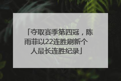 夺取赛季第四冠，陈雨菲以22连胜刷新个人最长连胜纪录