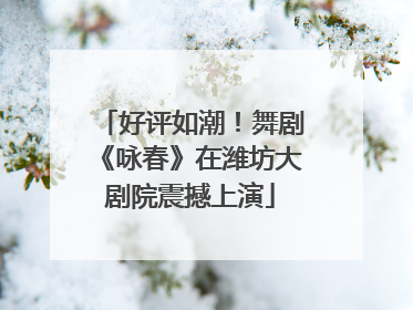 好评如潮！舞剧《咏春》在潍坊大剧院震撼上演