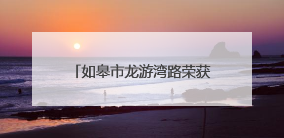 如皋市龙游湾路荣获全国最具人气的路
