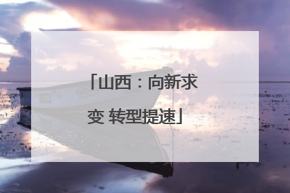 山西：向新求变 转型提速