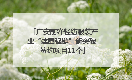 广安前锋轻纺服装产业“建圈强链”新突破 签约项目11个