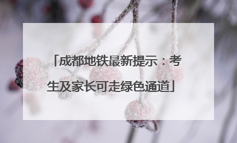 成都地铁最新提示：考生及家长可走绿色通道