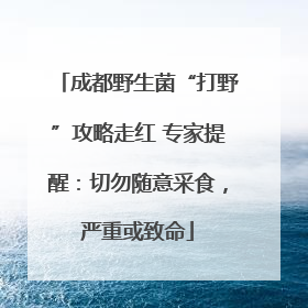 成都野生菌“打野”攻略走红 专家提醒：切勿随意采食，严重或致命