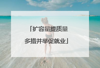 扩容量提质量 多措并举促就业