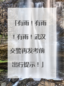 有雨！有雨！有雨！武汉交警再发考前出行提示！