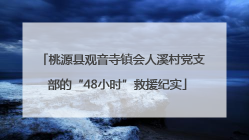 桃源县观音寺镇会人溪村党支部的“48小时”救援纪实