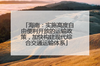 海南：实施高度自由便利开放的运输政策，加快构建现代综合交通运输体系