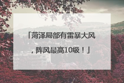 菏泽局部有雷暴大风，阵风最高10级！