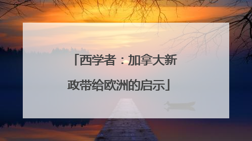 西学者：加拿大新政带给欧洲的启示