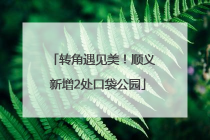 转角遇见美！顺义新增2处口袋公园