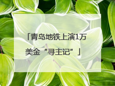 青岛地铁上演1万美金“寻主记”