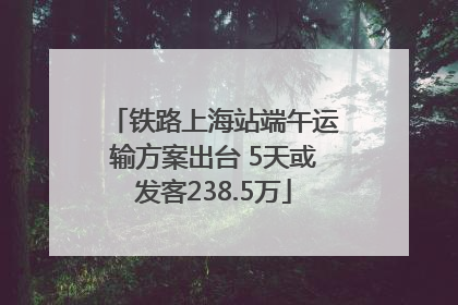 铁路上海站端午运输方案出台 5天或发客238.5万