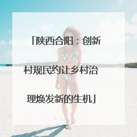 陕西合阳：创新村规民约让乡村治理焕发新的生机