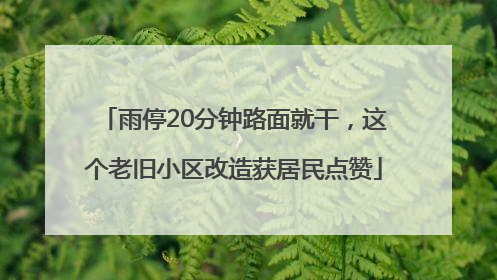 雨停20分钟路面就干，这个老旧小区改造获居民点赞