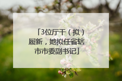 3位厅干（拟）履新，她拟任省辖市市委副书记