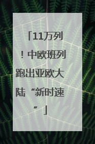 11万列！中欧班列跑出亚欧大陆“新时速”