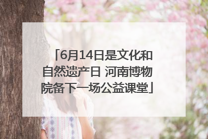 6月14日是文化和自然遗产日 河南博物院备下一场公益课堂