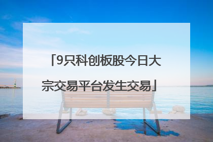9只科创板股今日大宗交易平台发生交易